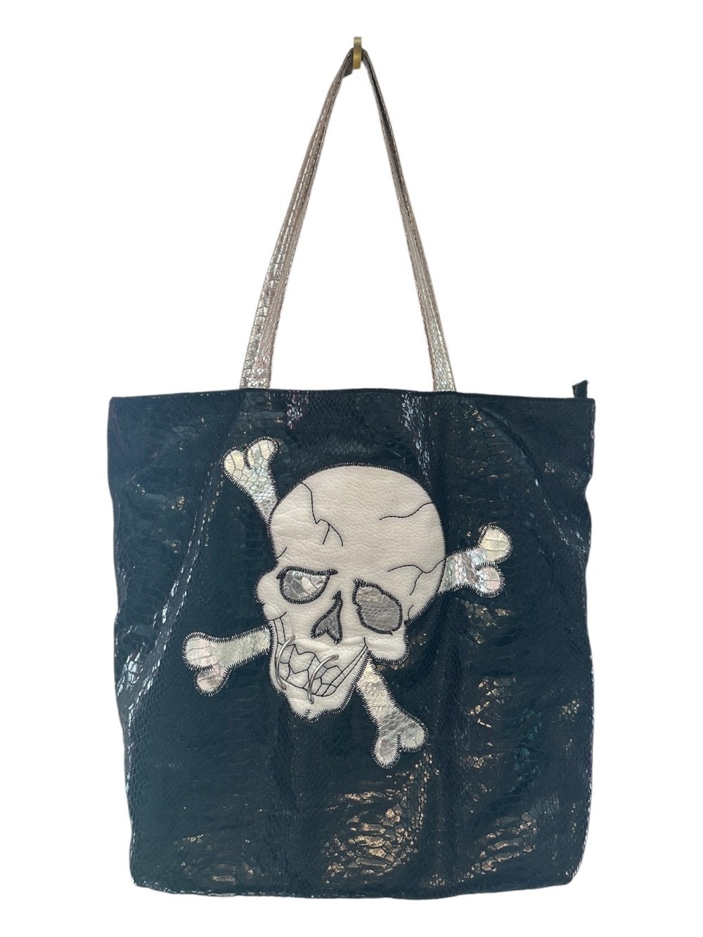 Vintage Y2K Sachi Mall Goth Style Faux Snakeskin Bag ft. Skull w/ Lip Rings